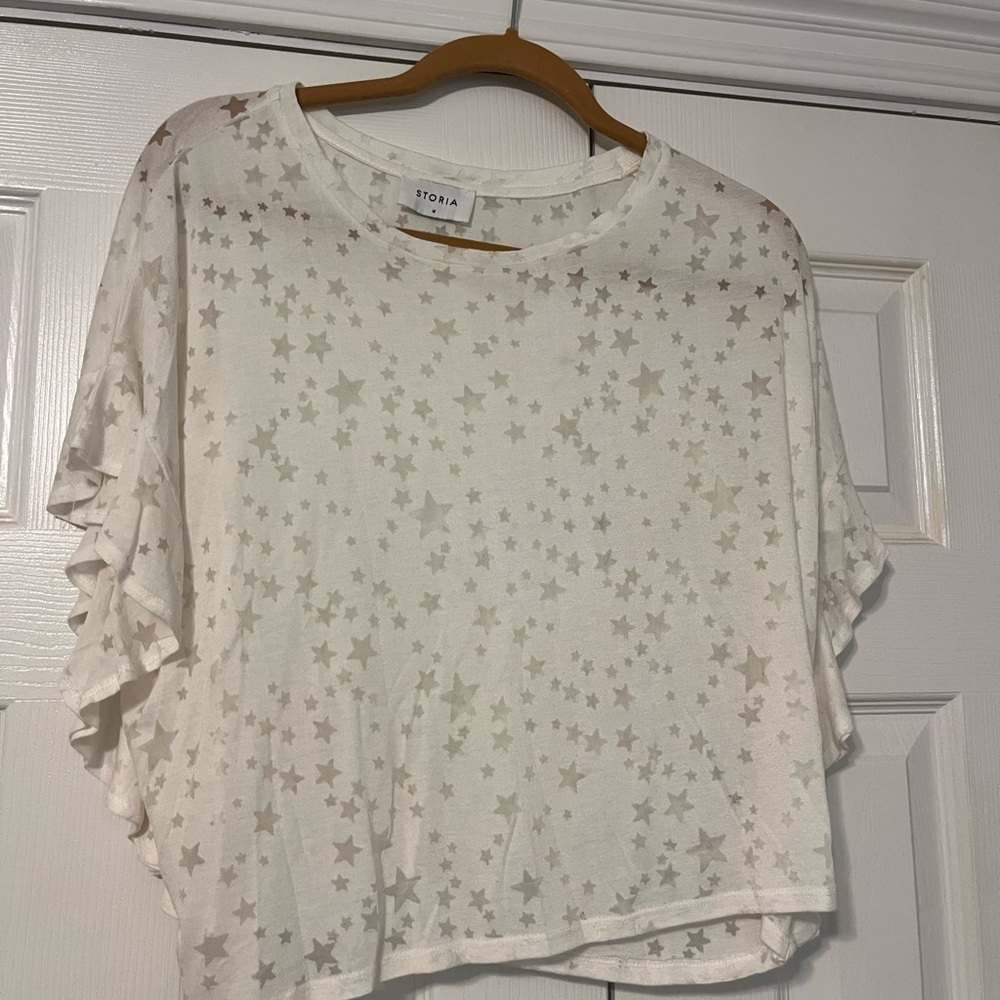 Storia White Star Patterned Women's Top
